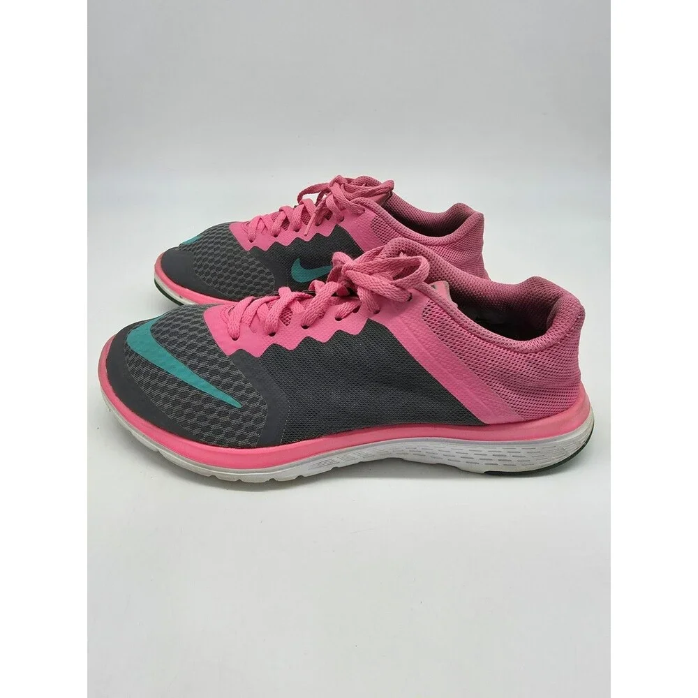 Nike FS Lite Run 3 Womens Size 8 Running Shoes Pink Blast Dark Grey 807145-011